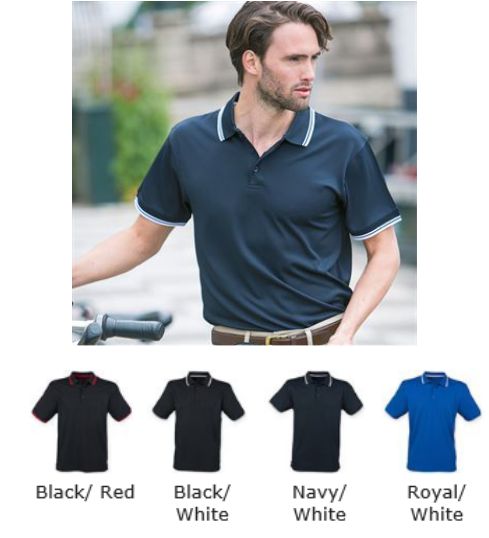 Henbury H482 Men's Coolplus Double Tipped Polo Shirt  Henbury H482 Men's Coolplus Double Tipped Polo Shirt